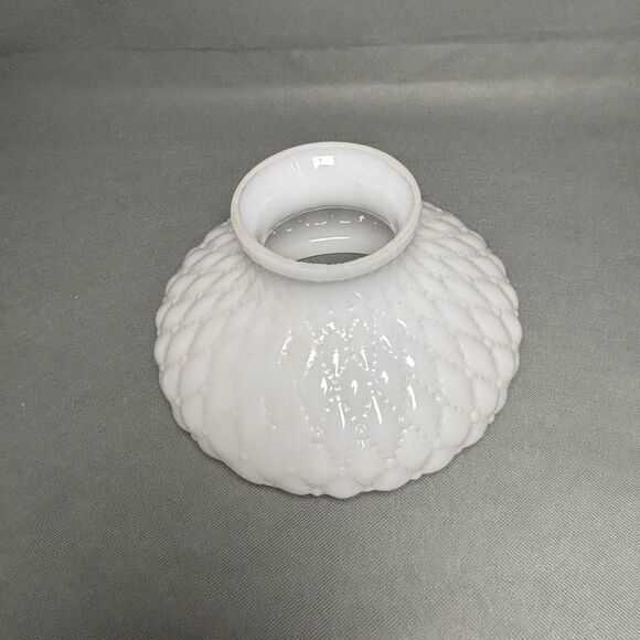 Vintage Milk Glass Lamp Shade Diamond Quilt Pattern Hurricane Shade Replacement - Picture 2 of 7